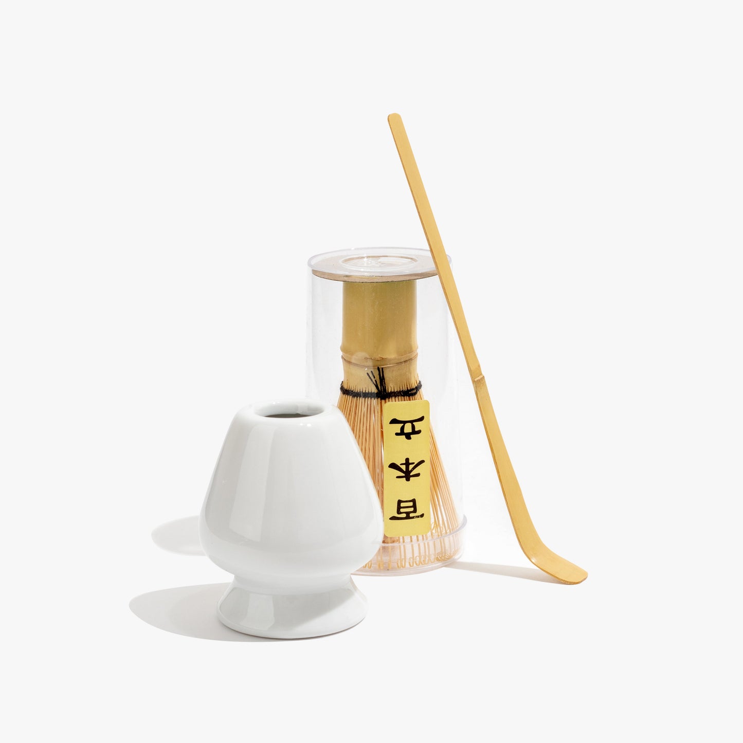 Set: Bamboo whisk, spoon, whisk holder